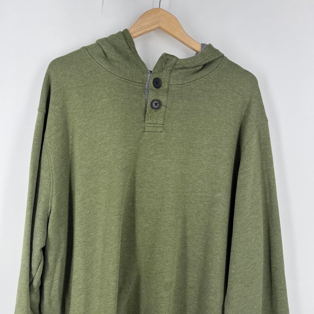 True Nation Men's Henley Hoodie Button Neck Heathered Hooded Sweatshirt Size XXL - Picture 3 of 14